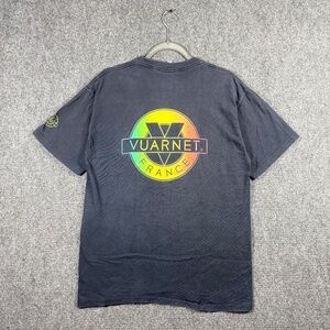 Vintage 90s Vuarnet France Faded Black T Shirt Size Large USA #1155